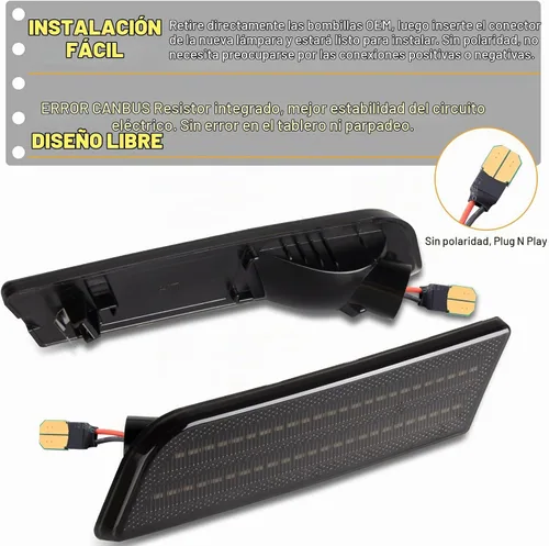 Vista 4 de Gempro Luces de Marcador Lateral LED para Ford Transit Connect 2010-2013 Ámbar Refledores de Parachoques Delantero Lámparas Lente Ahumada, 2 Piezas