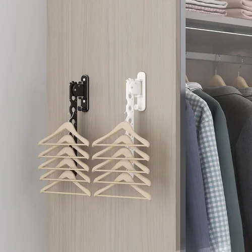 Vista 3 de Danpoo Tendedero de ropa plegable montado en la pared Estante de secado de ropa Percha de ropa Secadora de ropa Blanco
