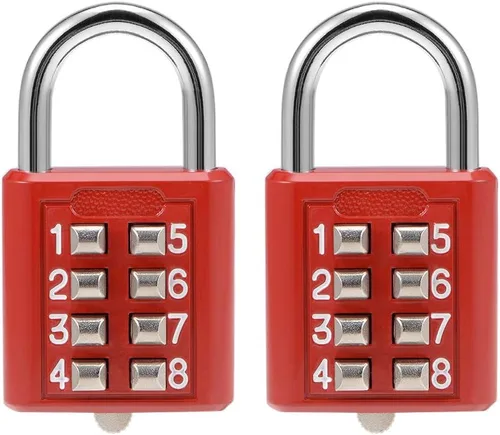 Vista 7 de uxcell® Candado de combinación de 8 dígitos para armario de armario negro 2 piezas