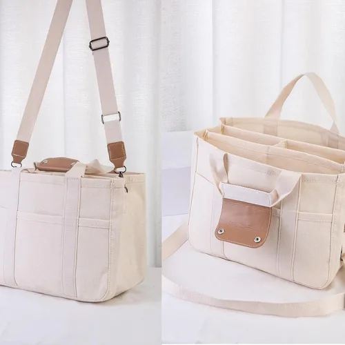 Vista 5 de Moonelo Everything - Bolsa de lona para mujer con compartimentos, gran capacidad