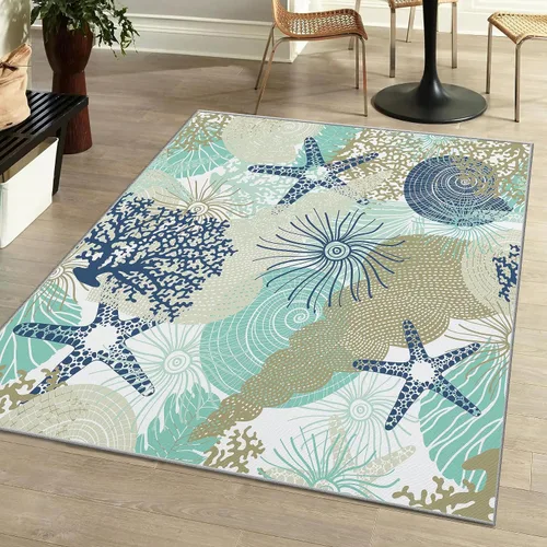 Vista 32 de Tritard Alfombra de área costera de 2 x 3 pulgadas - Pequeña alfombra plegable lavable a máquina, antideslizante, para entrada, alfombra de playa