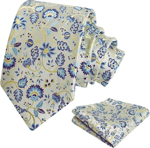 Vista 43 de Alizeal Mens 3.15inches Leaf Flower Pattern Tie with Floral Pocket Square Set