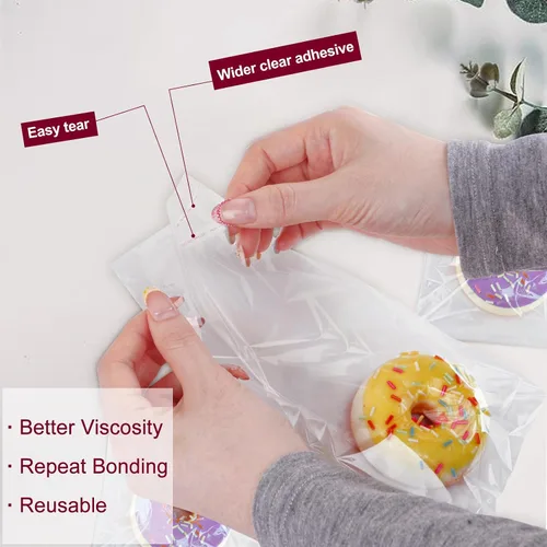 Vista 12 de 300 bolsas de celofán transparentes autosellantes – Bolsas de galletas, dulces y pan (5 x 6 pulgadas)