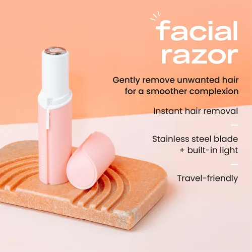Vista 2 de KoluaWax Maquinilla de afeitar facial para mujer, afeitadora para pelusas de melocotón, cejas, labio superior y más, depilación facial suave, sin