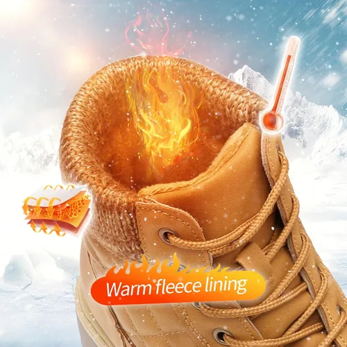 Vista 3 de Adokoo Botas para mujer, impermeables, para otoño e invierno, botas de combate negras para nieve, con cordones, antideslizantes, para senderismo