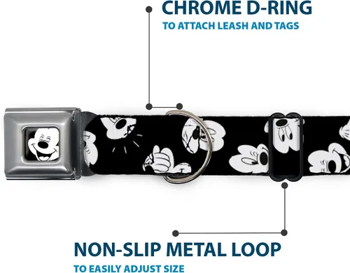 Vista 5 de Buckle-Down Collar de perro con hebilla de cinturón de seguridad, dálmatas para correr, patas, negro, gris, blanco, negro, 1 pulgada de ancho, se