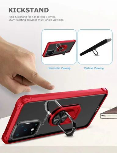 Vista 3 de Funda transparente con función atril para Samsung Galaxy S20 Ultra, protección contra caídas para Galaxy S20 Ultra, carcasa delgada para teléfono
