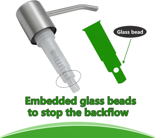 Vista 7 de Dispensador de jabón integrado para fregadero de cocina, cabezal de bomba de encimera de níquel cepillado de acero inoxidable, dispensador de loción