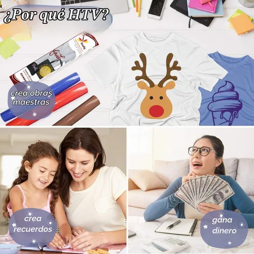 Vista 8 de Firefly Craft - Lámina de vinilo 3D de transferencia de calor, vinilo HTV grueso de 3 dimensiones, para planchar para usar con Cricut y Silhouette