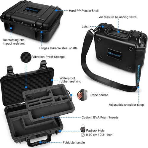 Vista 3 de Lekufee Funda de transporte impermeable para cámara Insta360 X5, Insta360 X4, Insta360 X3 y otros accesorios (solo funda)