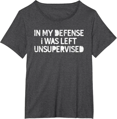 Vista 24 de Camiseta divertida con texto en inglés "Saying In My Defense I Was Left Unsupervised" Negro