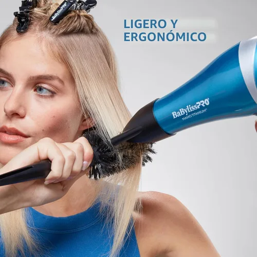 Vista 5 de BaBylissPRO Nano Titanium 2000-Watt Blow Dryer with Concentrator Nozzle, Professional Grade Ionic Corded Styling Tool for Hair