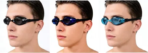 Vista 3 de Paquete de 3 gafas de natación para adultos y niños a partir de 6 años, sin fugas, antivaho con protección UV, con 3 fundas duras de viaje