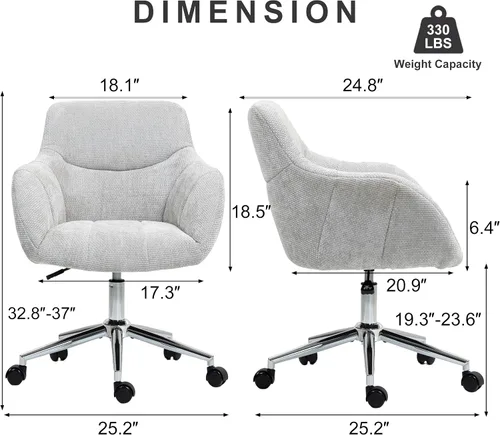 Vista 2 de Sillas de escritorio de oficina en casa, silla giratoria pequeña para computadora con ruedas, silla de tocador tapizada, silla de oficina
