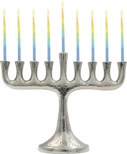 Vista 21 de Majestic Giftware Menorá de Janucá chapada en plata con diseño de cuentas (MN-HA123) Compatible con velas estándar de Janucá Calidad duradera