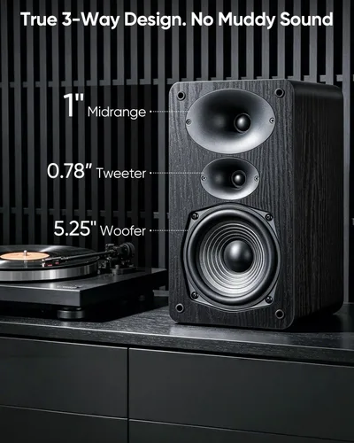 Vista 4 de Saiyin Altavoces pasivos de estantería de 3 vías Woofer de 5.25 pulgadas Negro