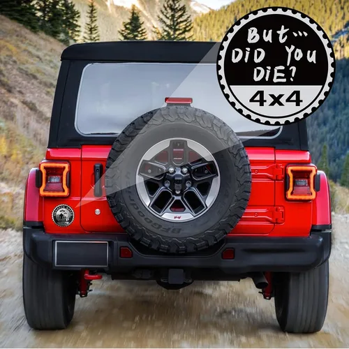 Vista 3 de Insignia "But Did You Die" Clasificada para Automóvil, Emblema Automotriz de Metal 4 x 4, Insignias de Metal 3D para Automóvil, Emblema Redondo