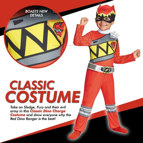 Vista 3 de Disfraz de Ranger Rojo Dino Charge para niño