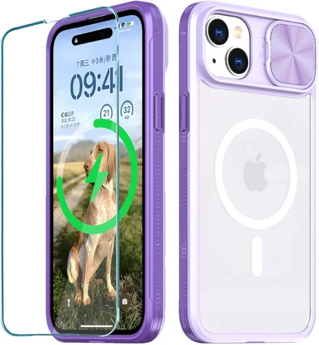 Vista 9 de Funda MagSafe transparente de titanio compatible con iPhone 15 Pro con cubierta deslizante para cámara, imanes fuertes, antiamarilleo, a prueba