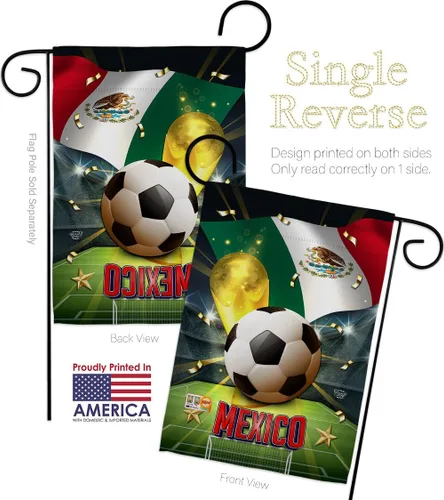 Vista 3 de Bandera de jardín de la Copa del Mundo de México, juego de fútbol, portería, pelota de fútbol, actividad física, pequeña, decorativa, regalo, patio
