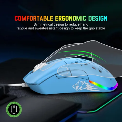 Vista 6 de ZIYOU LANG Modelo D19 RGB Gaming Mouse USB con cable con retroiluminación multi Chroma ajustable 12000Dpi cubierta trasera desmontable ajuste