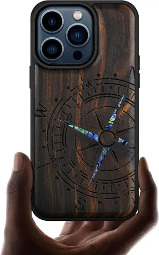 Vista 11 de Carveit Funda magnética de madera para iPhone 15 Pro, compatible con cargadores inalámbricos MagSafe, funda a prueba de golpes, carcasa hecha a mano