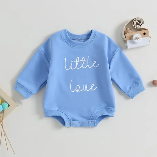 Vista 2 de Pivanzore Mameluco de otoño para bebés y niñas, de manga larga, con estampado de letras, suéter de gran tamaño, para otoño e invierno