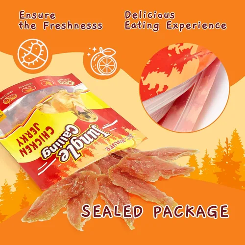 Vista 8 de Jungle Calling Dog Treats - Golosinas de entrenamiento de carne seca de pollo, aperitivos tostados lentos para perros medianos y grandes, golosinas