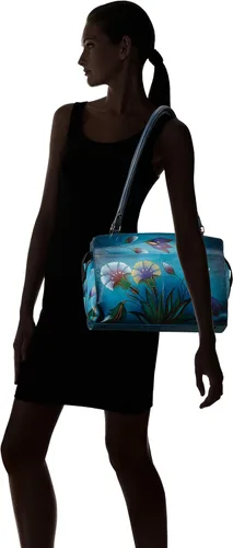 Vista 6 de Anna by Anuschka Bolso grande de piel auténtica pintada a mano para mujer doble asa de cuerda cierre magnético de solapa