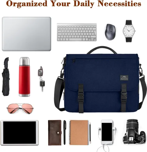 Vista 17 de MATEIN Bolsa tipo mensajero para hombres, mochila escolar para adolescentes, ligera de 17.3 pulgadas, maletín para laptop grande, bolsa cruzada
