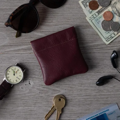 Vista 18 de Monedero clásico a presión, de cuero, para hombre de Nabobb, negro