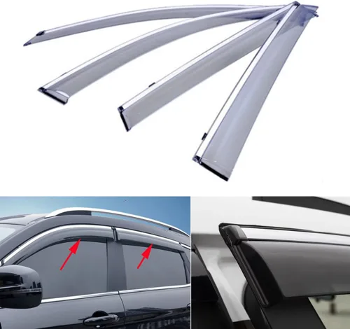 Vista 2 de KAITIAN 4 unids deflector de ventana de coche protectores de lluvia cromo para Mitsubishi Outlander 2013 2014 2015 2016 2017 2018 2019 2020 2021