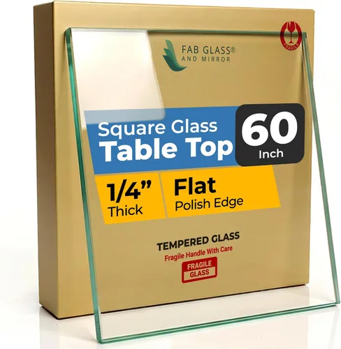 Vista 29 de Tablero de vidrio templado transparente de 10 pulgadas cuadradas con borde biselado de 1/2 pulgada de espesor para mesas de comedor, de café