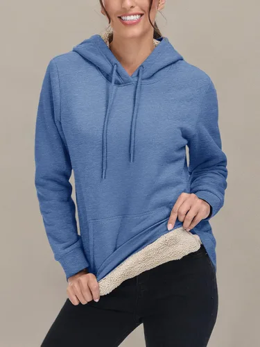 Vista 73 de MAGCOMSEN Sudaderas con capucha para mujer, con forro de sherpa, de vellón, para invierno, cálido, pesado, de algodón, con bolsillo