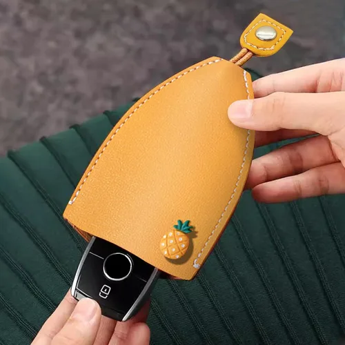 Vista 4 de Lindo 4PCS Estuche de llave de coche de cuero PU, Funda de llave extraíble