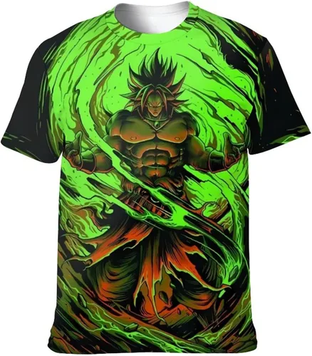 Vista 6 de Saiyajin Broly - Camisetas casuales para hombre, manga corta, unisex, cuello redondo, camisetas para jóvenes y adultos