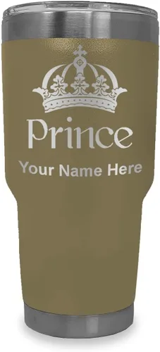 Vista 10 de LaserGram Vaso aislado al vacío de 20 onzas, Prince Crown, grabado personalizado incluido (negro)