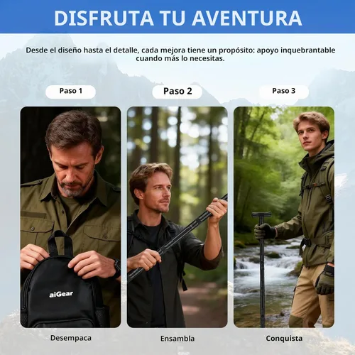 Vista 6 de aiGear G3 Tactical Hiking Stick, 5-8 Tube Staff with Multi-Tool