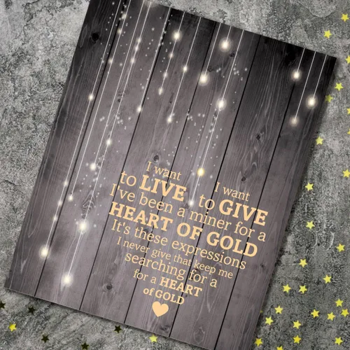 Vista 2 de Heart of Gold Song - Lyric Inspired Artwork Print Music Room Wall Decor (10"L x 8"W, Print - Unframed)