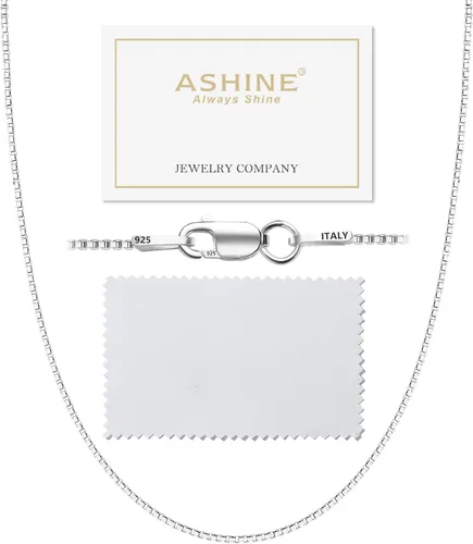 Vista 12 de ASHINE 925 Sterling Silver Box Chain Necklace for Women, 1mm 0.8mm Replacement Link Chain for Pendants, Dainty & Sturdy Necklace Available in 16-36