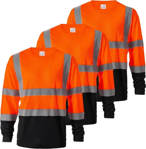 Vista 19 de ProtectX Camisas de manga larga de alta visibilidad, camiseta de seguridad reflectante de alta visibilidad para hombres y mujeres, camisa