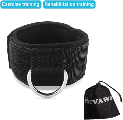 Vista 5 de Correas de tobillo acolchadas de neopreno con anillo en D, para ejercicios de alta resistencia, polea de gimnasio para máquinas de cable