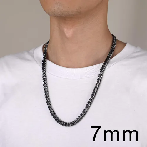 Vista 2 de ChainsHouse Stainless Steel Cuban Chain Necklace for Men Women, 18K GoldBlackRose Gold Plated Miami Curb Chains,18" 20" 22" 24" 26" 28" 30