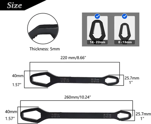 Vista 3 de Juego de llaves multifuncionales de 2 piezas, llave autoajustable