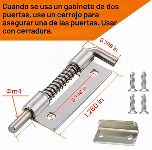 Vista 4 de Cerradura de seguridad pesada para armario con llaves (con llave similar), puerta doble individual, uso general, se adapta a paneles de madera