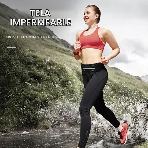 Vista 2 de Jueachy Cinturones de correr para mujeres, riñonera impermeable, bolsa de cintura para correr, soporte para teléfono, cinturón de dinero ajustable