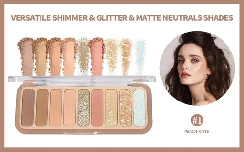 Vista 4 de Paleta de sombra de ojos desnuda 9 colores neutro desnudo mate brillo purpurina sombra de ojos paleta de maquillaje de alta pigmentación