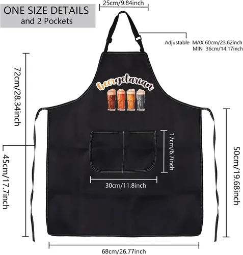 Vista 2 de MBMSO Beergetarian Delantal artesanal de cerveza regalos para amantes de la cerveza, delantal de cocina de cerveza con bolsillos, delantal