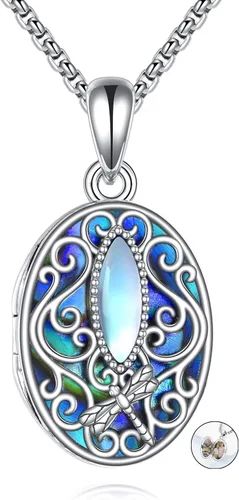 Vista 15 de ONEFINITY Collar con medallón de árbol de la vida, collar de plata de ley que sostiene fotos, colgante de medallón del árbol de la vida