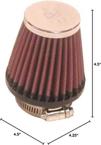 Vista 4 de K&N Filtro de aire universal con abrazadera: alto rendimiento, Premium, lavable, Filtro de repuesto: Diámetro de la brida: 1.875 in, Altura